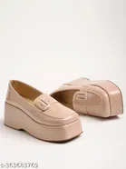 [53] Cream Solid Round Toe Pumps for Women 