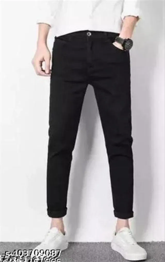Denim Slim Fit Jeans for Men (Black, 30)