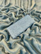 Satin Solid Saree for Women, Sky Blue 