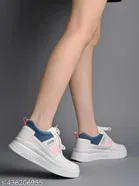 Solid Synthetic Sneakers for Girls 