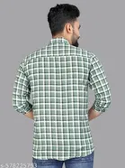 Polycotton Checked Shirts for Men, Green 