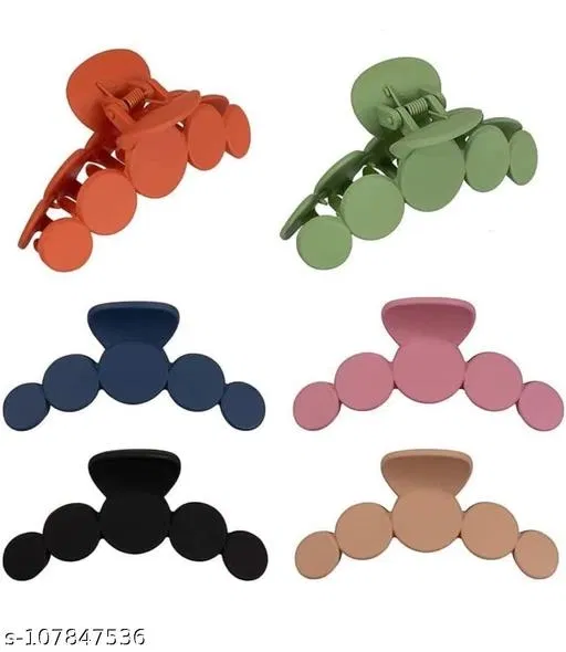 Plastic Hair Clutcher for Women & Girls (Multicolor, Pack of 6)