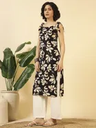 Tie Up Poly Crepe Kurti for Women 
