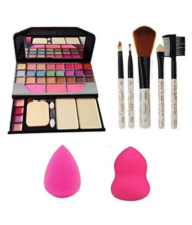 Lenon KB 1 Eyeshadow+ 5 PcsBrush+ 2 Blender MakeupKit Eyes Powder Colours (10 ml, Pack of 5) (S-226)