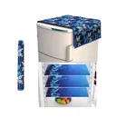 PVC Printed Fridge Top Cover with 3 Pcs Shelf Mats & Handle Cover 