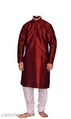 Banarasi Dupion Silk Solid Kurta with Pyjama for Men 