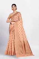 Linen Zari Woven Saree for Women 
