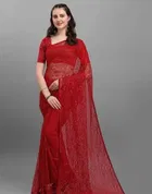Net Solid Saree for Women 