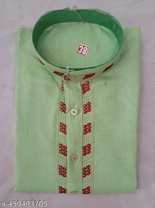 Cotton Solid Kurta for Men, Mint Green (XXL)