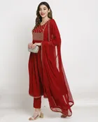 Rayon Embroidered Kurta Set for Women 