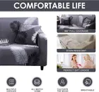 Homwatica 3 Seater Grey White Leaves Printed Elastic Sofa Cover 180X230Cm Pack Of 1