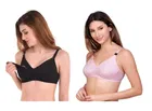 Cotton Blend Solid Non Padded Feeding Bras for Women 