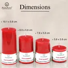 ASIAN AURA Strawberry Scented Wax Pillar Candle Set - Pack of 4 | Red