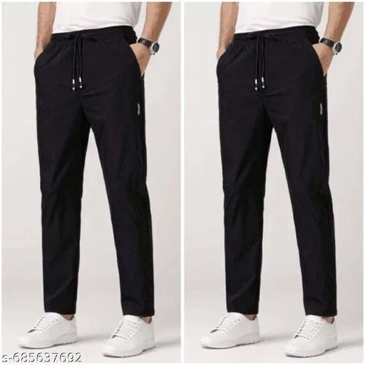Cotton Pants for Men, Black, Pack of 2 (32)
