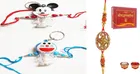 Rakhi for Kids One Doreamon , Micky Light & One Designer Rakhi Plus Little Hanuman Chalisha, Pack of 4