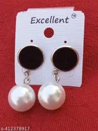 Alloy Earrings for Women (Black & White, Set of 1)
