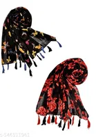 Poly Chiffon Scarves for Women, Multicolor, Pack of 2