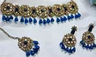 Mehandi Finish Sparking Shadow Crystals Kundan studded Choker Set for Women 