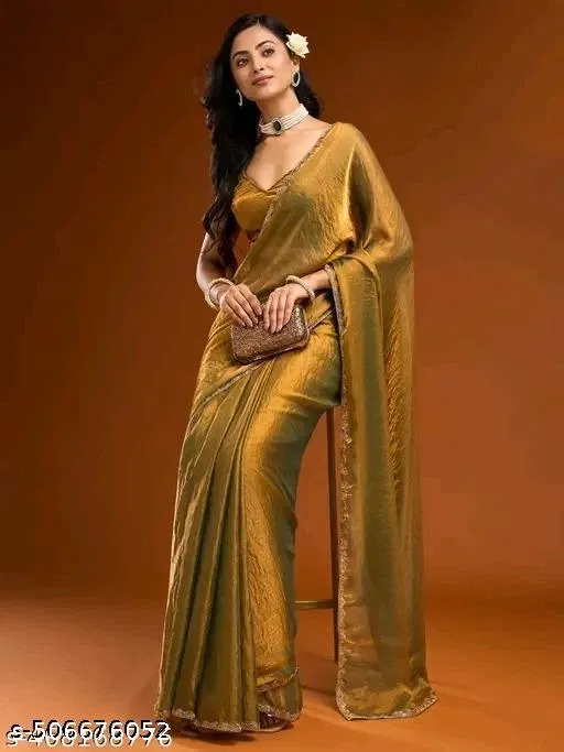 Soft Chiffon Zimmy Choo Saree for Women (Brown)