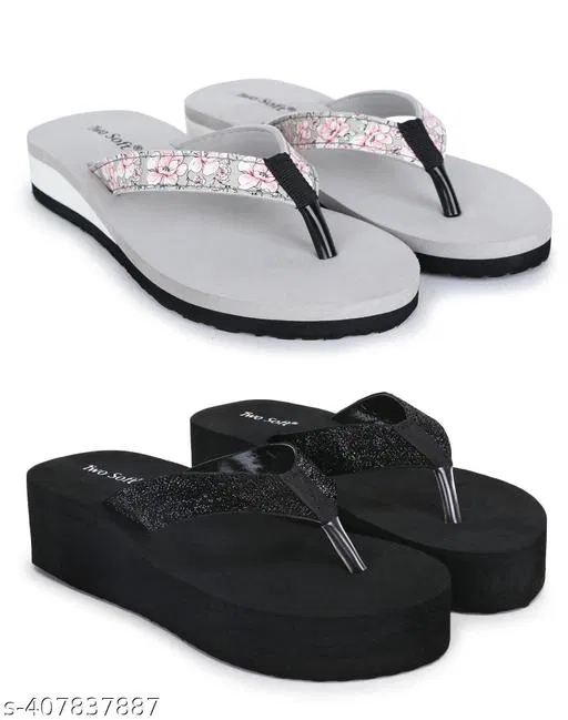 EVA Flip-flops for Women (Black, 5) Pack of 2