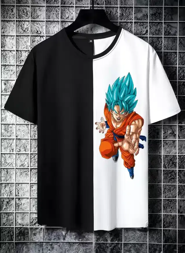 Half Sleeves T-Shirt for Men (Black & White, S)