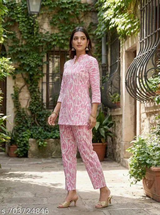 Kurta Set for Women (Pink, XXL)