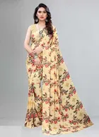 कनूड़ा फैंसी विमेंस जॉर्जेट फ्लावर प्रिंटेड साड़ी 