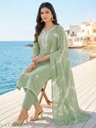 Embroidered Acrylic Kurta Set for Women 