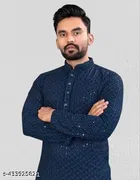Chikankari Mandarin Neck Kurta for Men 