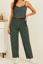 Women's Sleepwear All Over Print Pyjama; Green ; XL
