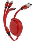 Tecsox 3-in-1 Foldable Premium Pin Cable 1.2 Meter for multiple uses (Compatible with Mobile, laptop, Iphone, Smart Watch)-Assorted (Pack of 1)