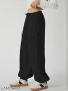 Cotton Blend Solid Trousers for Men, Black 