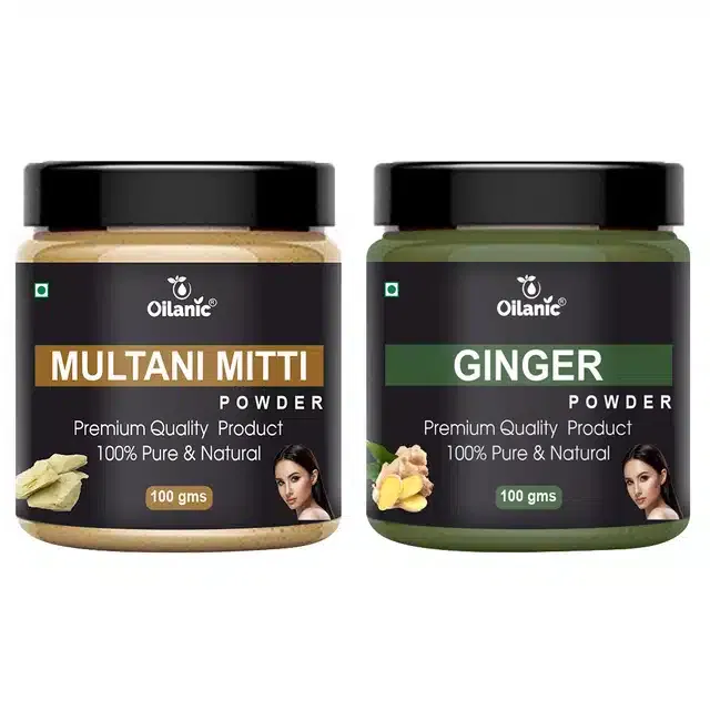 Natural Multani Mitti & Ginger Powder for Skin & Hair (Pack of 2, 100 g)