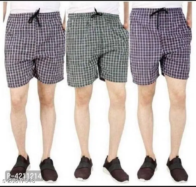 Cotton Shorts for Mens (Multicolor, 32) (Pack of 3)