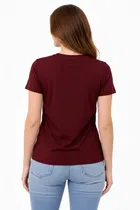 Cotton Blend Printed T-shirt for Men, Maroon 