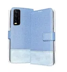 Artificial Leather Mobile Flip Cover for Vivo Y20G / Vivo Y20 / Y12G, Blue