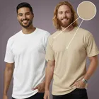 Polyester Round Neck T-shirt for Men, Multicolour, Pack of 2 