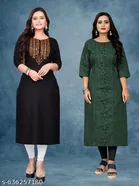 Geometric Printed A-line Kurti for Women, Pack of 2 