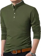 Mandarin Collar Solid T-Shirt for Men 