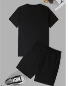 Polyester Printed Tracksuit for Men, Black 