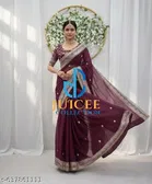 Georgette Saree for Women, Purple 
