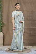 Silk Woven Design Saree for Women, White 