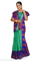 Kanjeevaram Silk Zari Woven Saree for Women (Sea Green, 6.3 m)