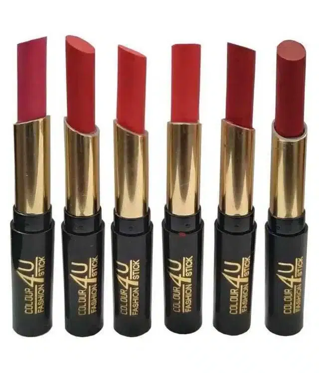 COLOUR 4 U Creme Lipstick set of 6 with 36 Hr Eyeliner 20 g (Pack of 7) (S-31)