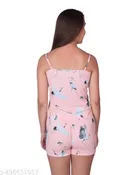 Cotton Blend Printed Night Suit for Women, Multicolour 