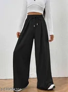 Cotton Blend Solid Trousers for Men, Black 