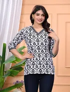 Cotton Floral Print Short Kurti for Women 