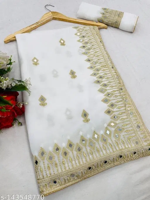 Beautiful Saree for Women (White)