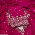 Lucknowi Embroidered Vichitra Silk Unstitched Dress Material 