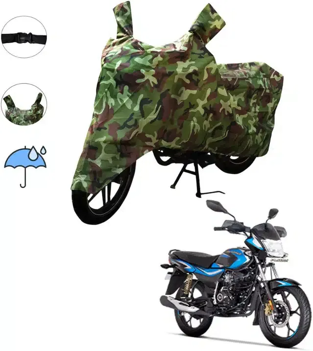 Waterproof & UV Protection Polyester Full Body Cover for Bajaj Pulsar 125 Bike (Green)